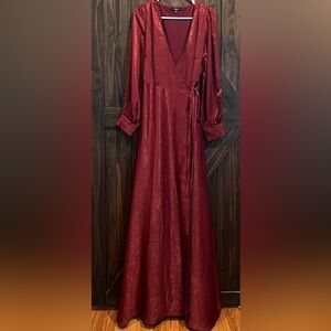Lulu’s maxi satin wrap dress